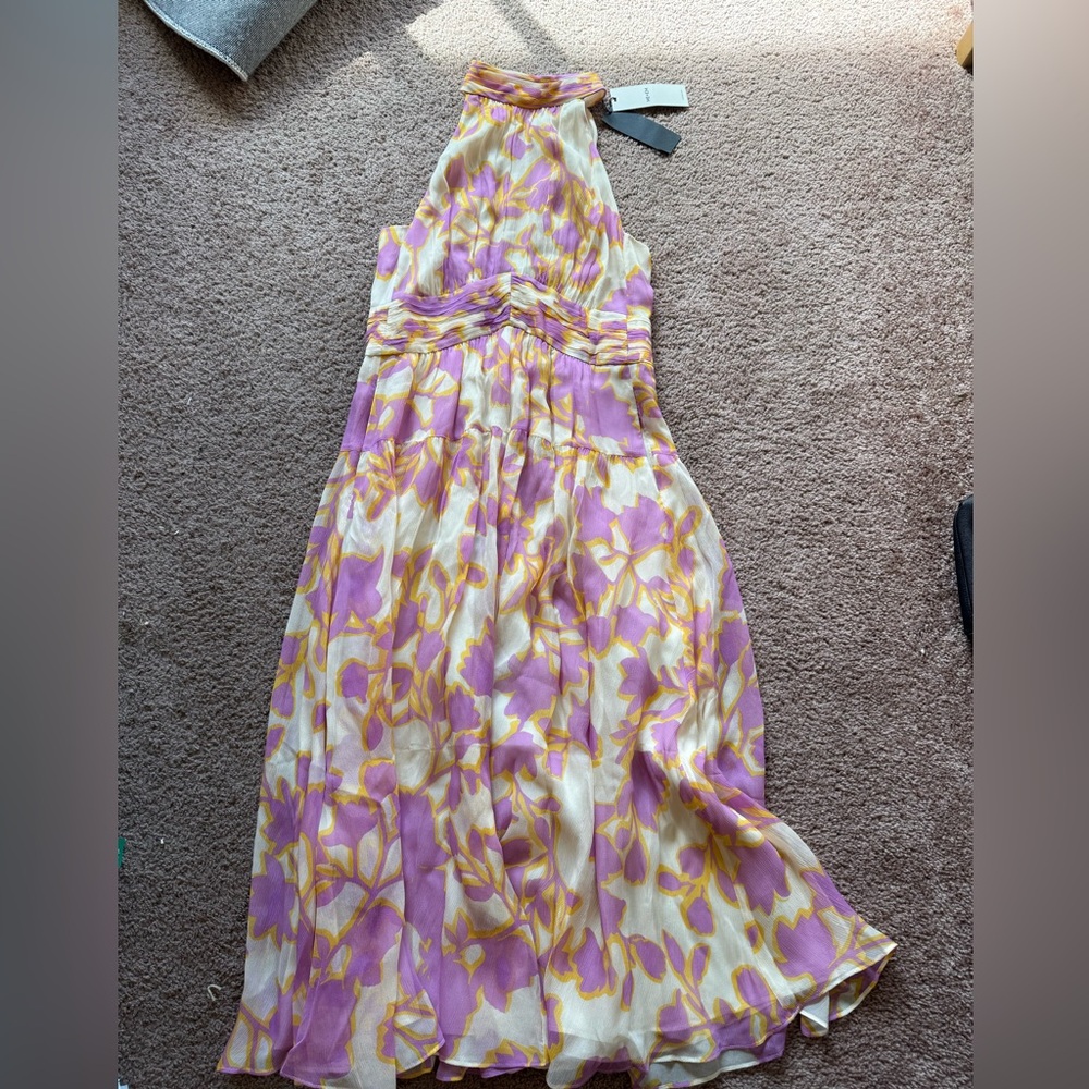 ME+EM Pink and Cream Floral Halter Midi Dress New with Tags - Picture 4 of 8